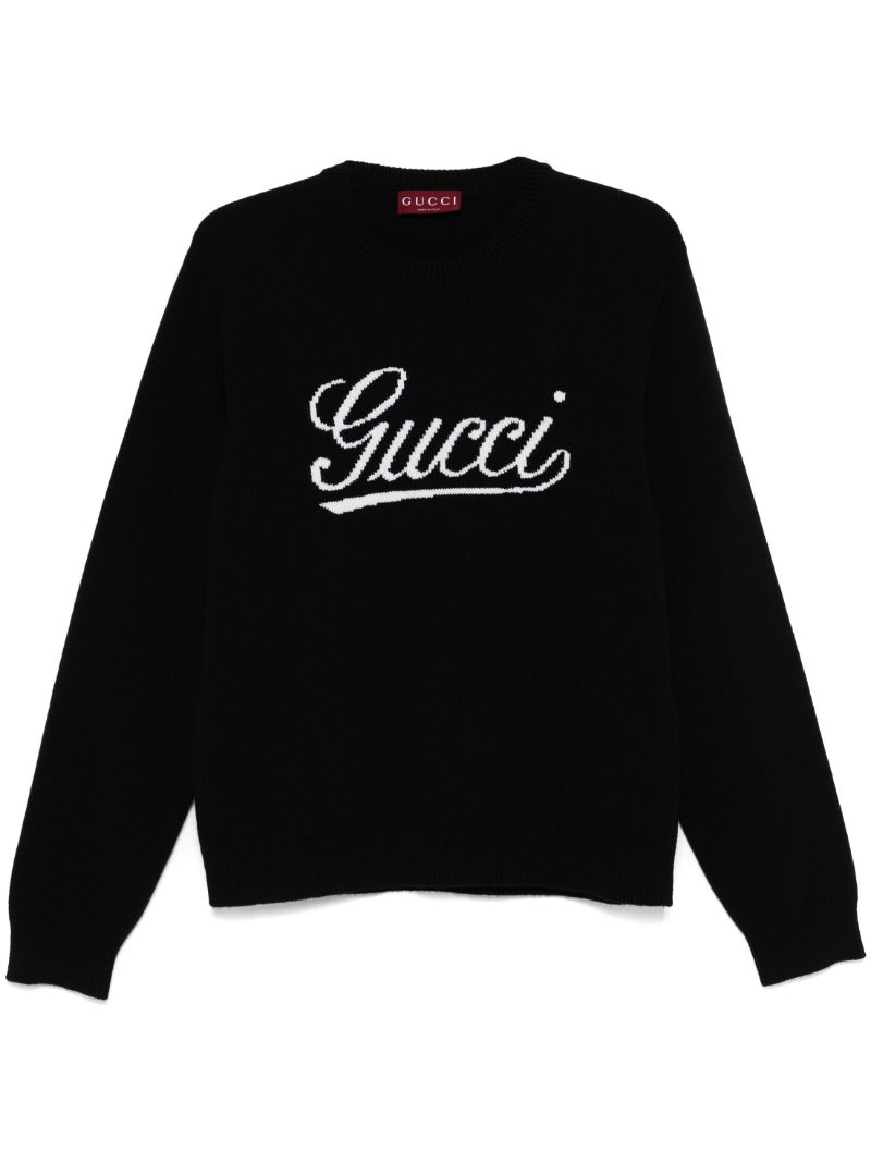 Black Wool Intarsia-logo Sweater
