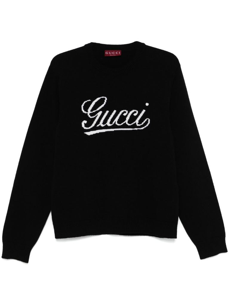 Black Wool Intarsia-logo Sweater