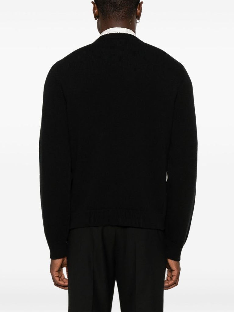 Black Wool Intarsia-logo Sweater