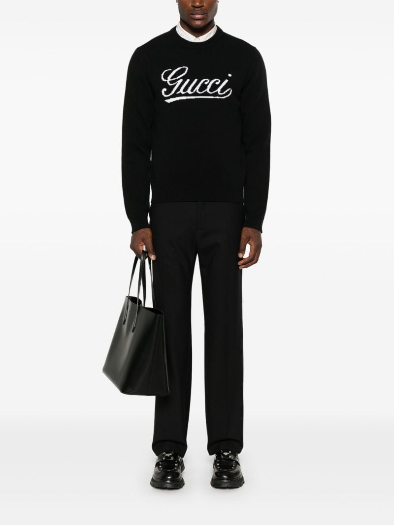 Black Wool Intarsia-logo Sweater
