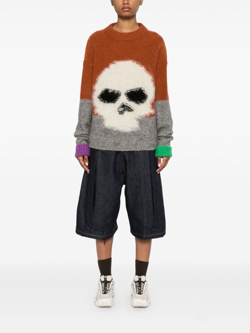 Brown Intarsia-skull Sweater