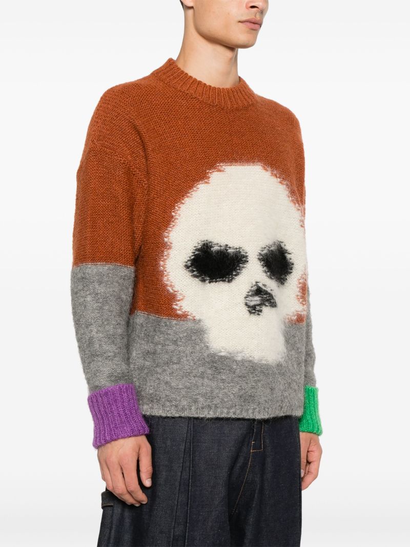 Brown Intarsia-skull Sweater