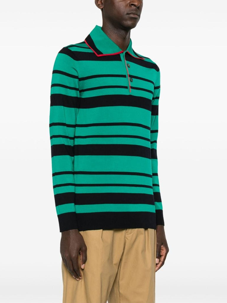 Striped Long-sleeve Polo Shirt