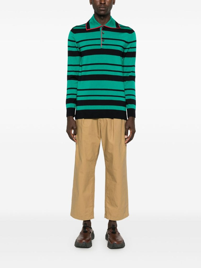 Striped Long-sleeve Polo Shirt