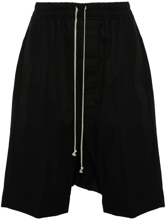 Black Drop-crotch Drawstring Shorts