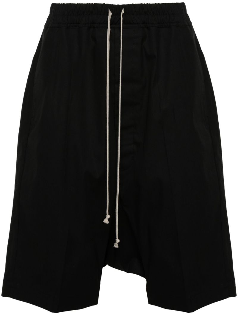 Black Drop-crotch Drawstring Shorts