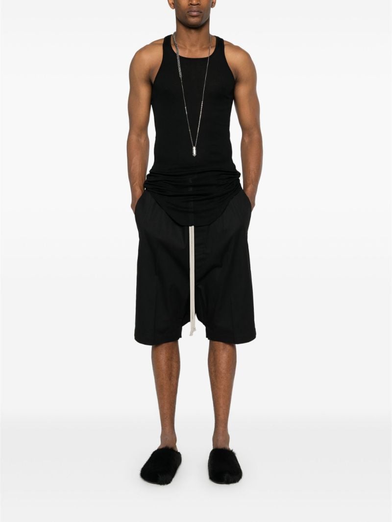 Black Drop-crotch Drawstring Shorts