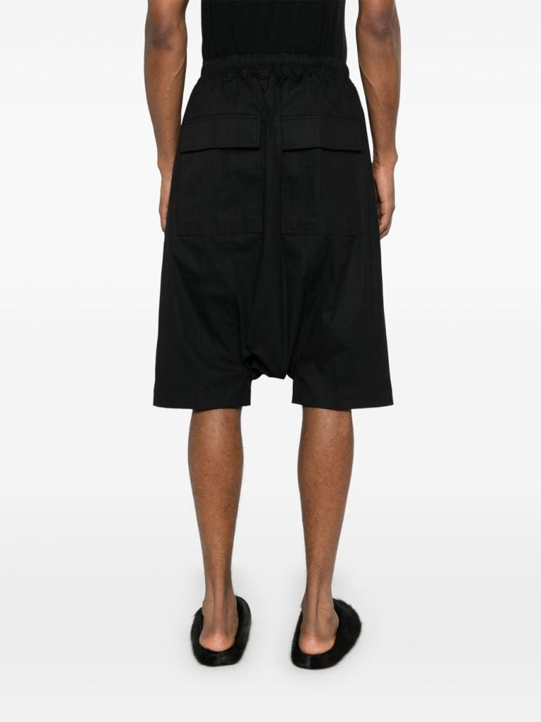 Black Drop-crotch Drawstring Shorts
