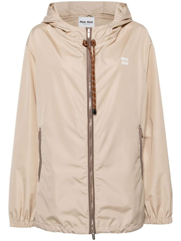 Neutral Logo-applique Hooded Windbreaker