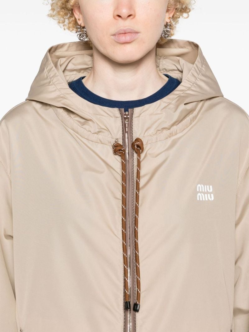 Neutral Logo-applique Hooded Windbreaker