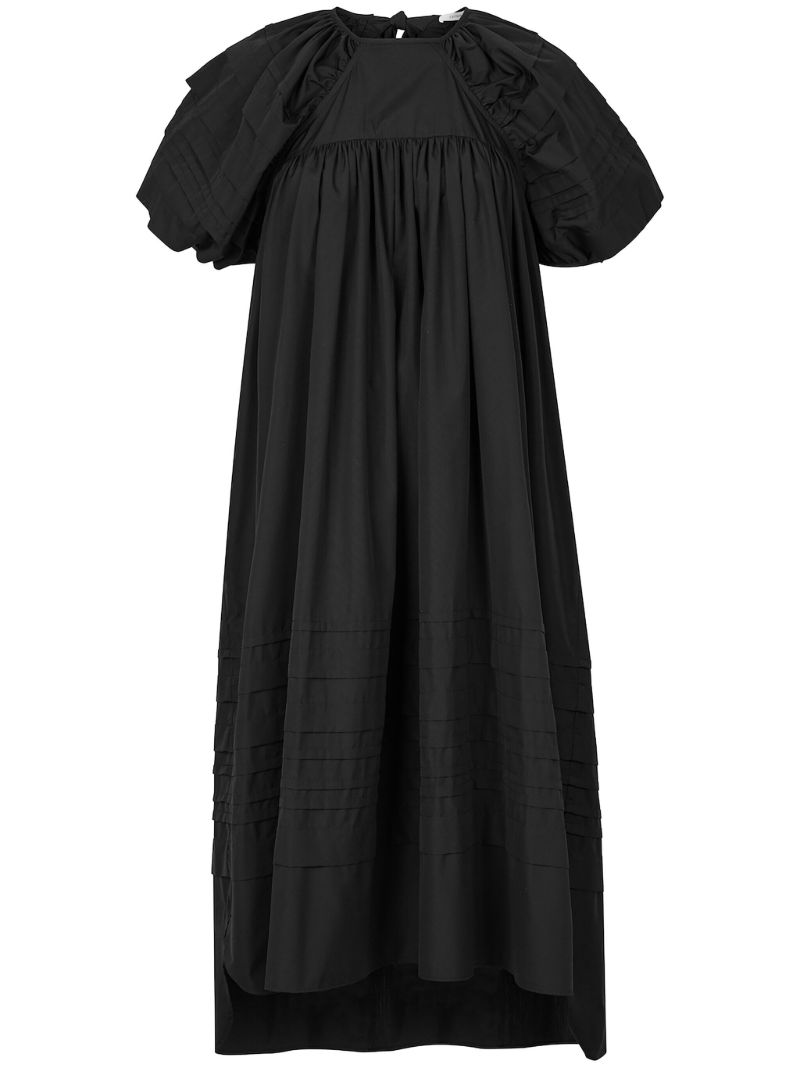 Black Penelope Smocked Midi Dress