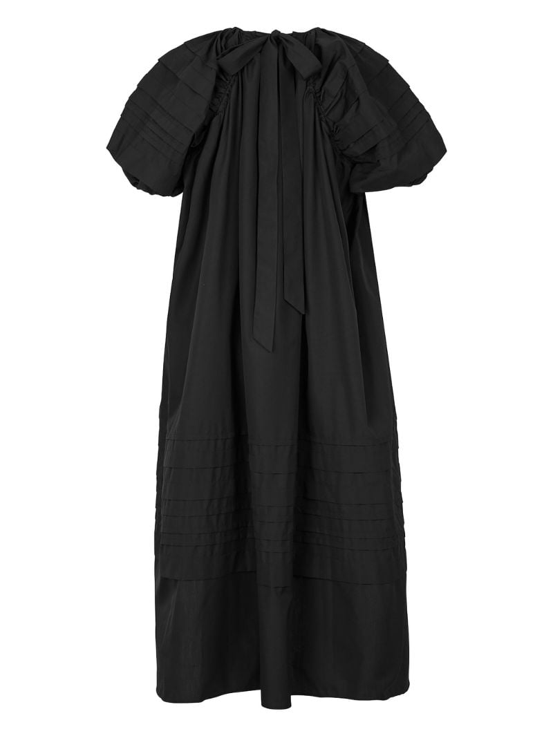 Black Penelope Smocked Midi Dress
