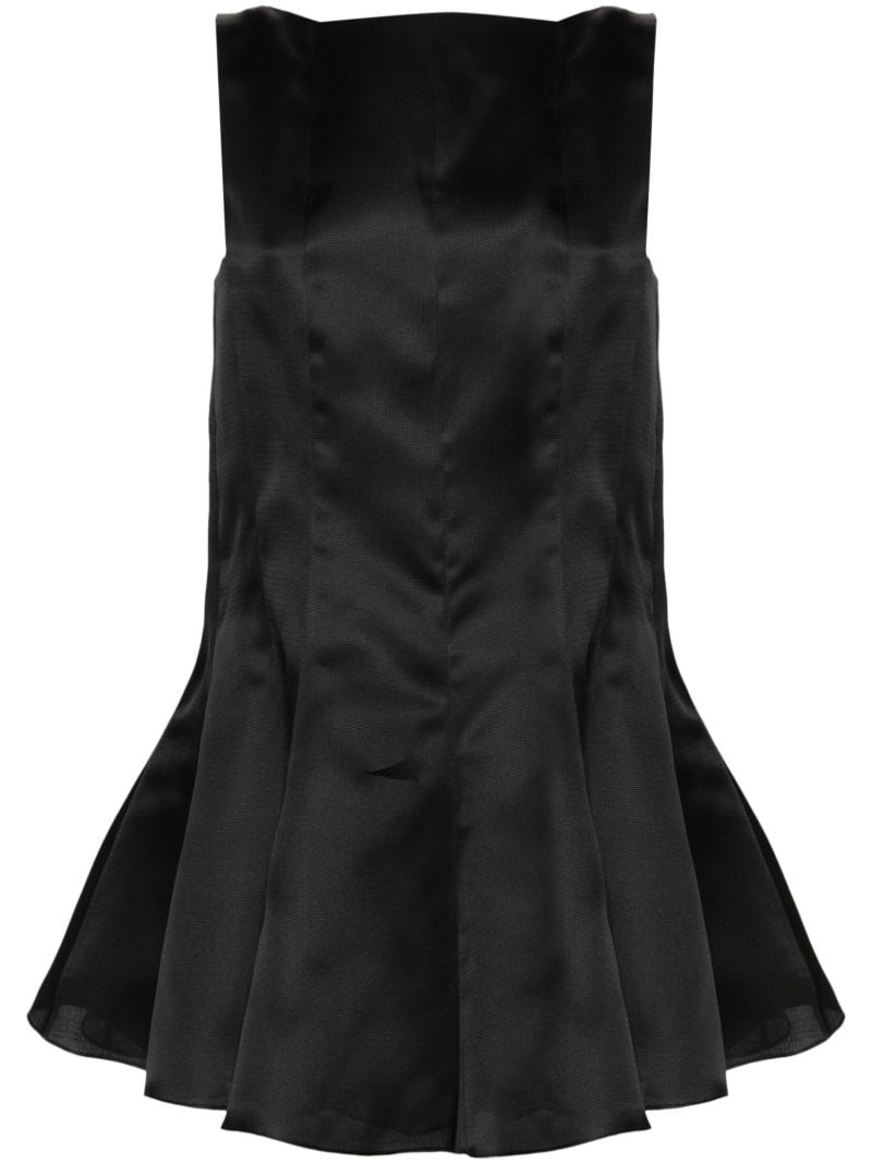 Black Silk Dart Mini Dress