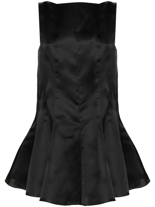 Black Silk Dart Mini Dress