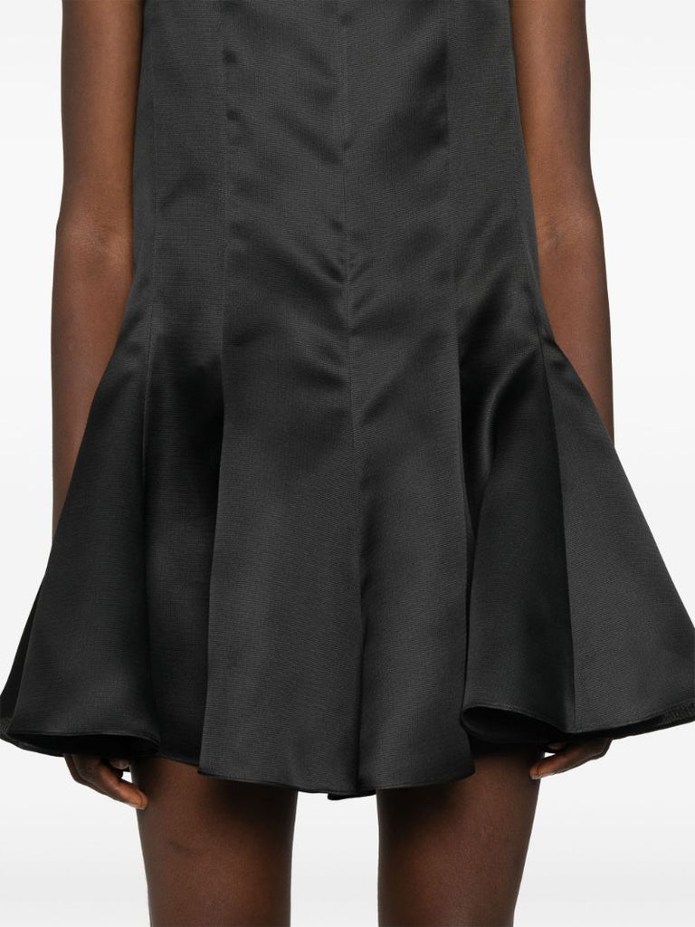Black Silk Dart Mini Dress