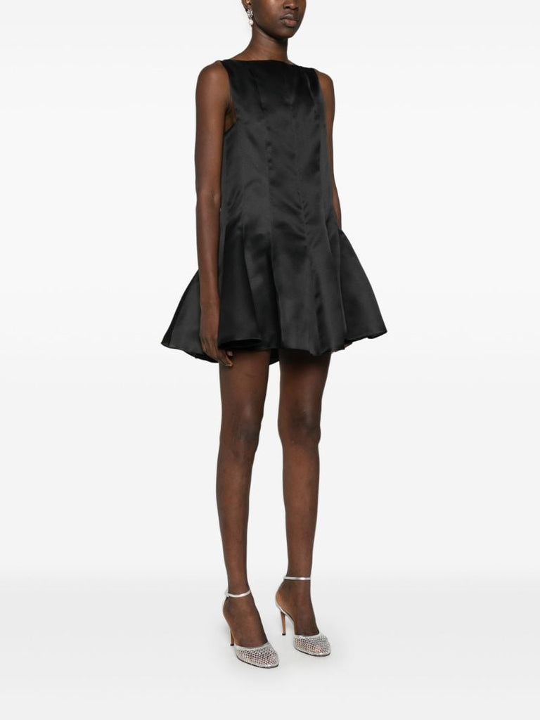 Black Silk Dart Mini Dress