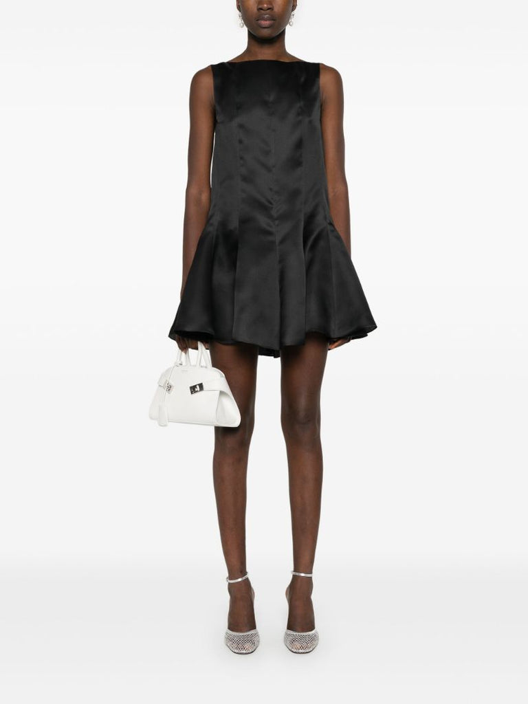 Black Silk Dart Mini Dress
