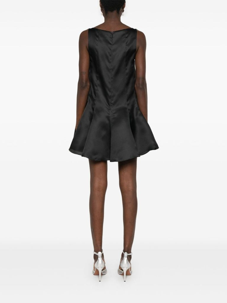 Black Silk Dart Mini Dress