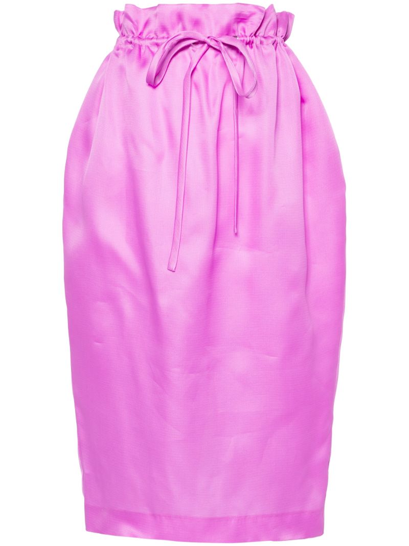 Purple Paperbag-waist Silk Skirt