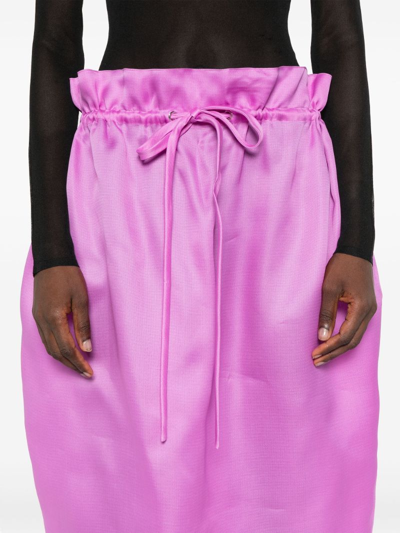 Purple Paperbag-waist Silk Skirt