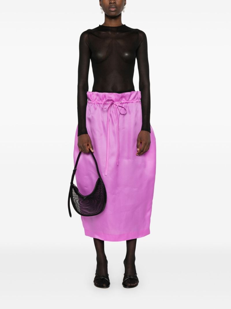 Purple Paperbag-waist Silk Skirt