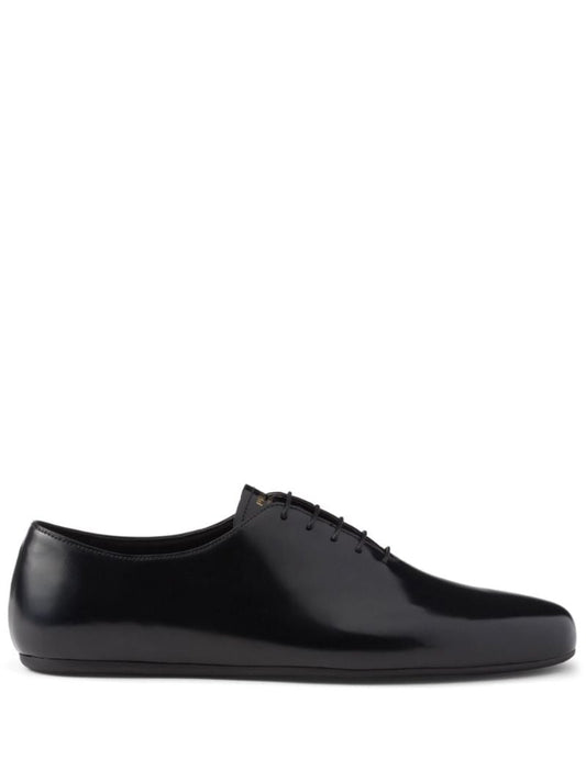 Black Logo-print Leather Oxford Shoes