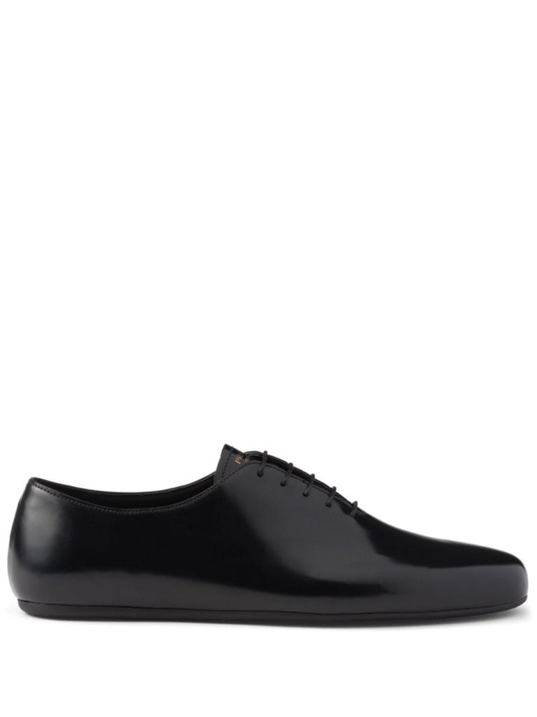 Black Logo-print Leather Oxford Shoes