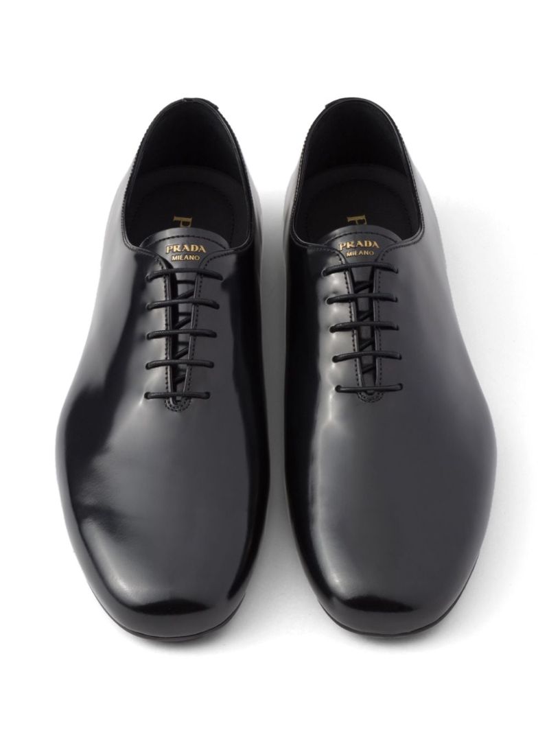 Black Logo-print Leather Oxford Shoes