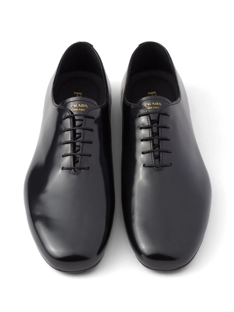 Black Logo-print Leather Oxford Shoes