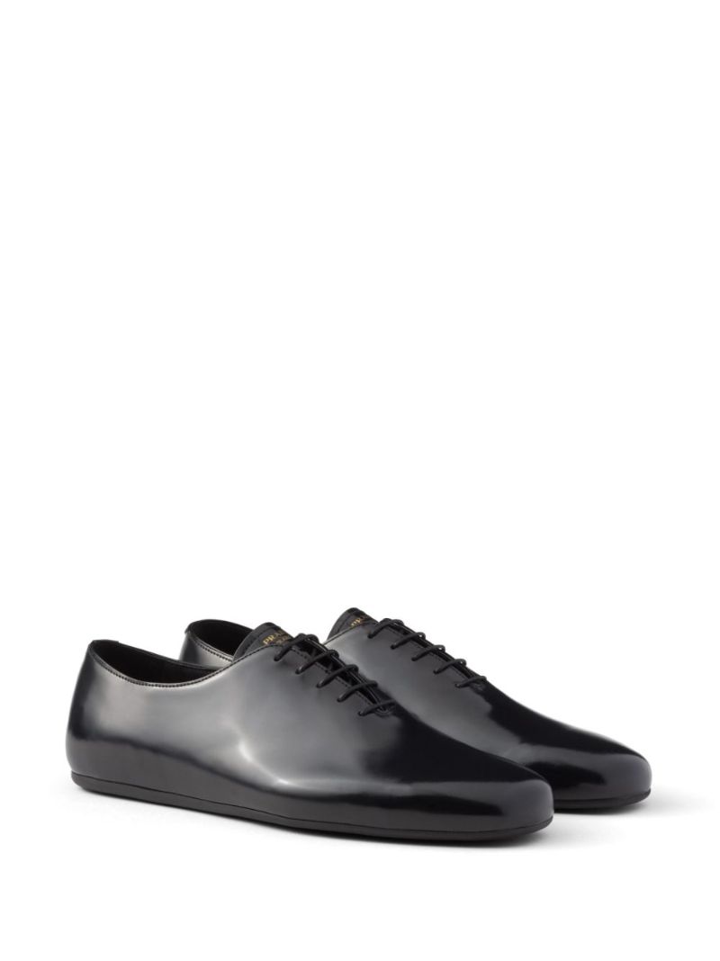Black Logo-print Leather Oxford Shoes