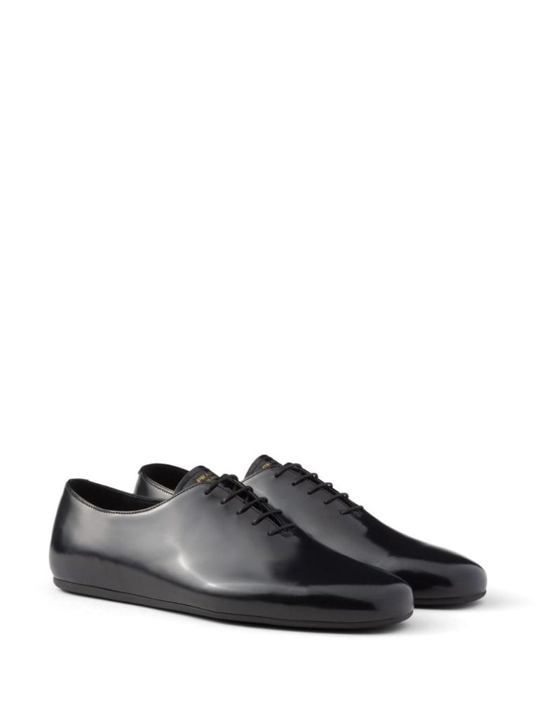 Black Logo-print Leather Oxford Shoes