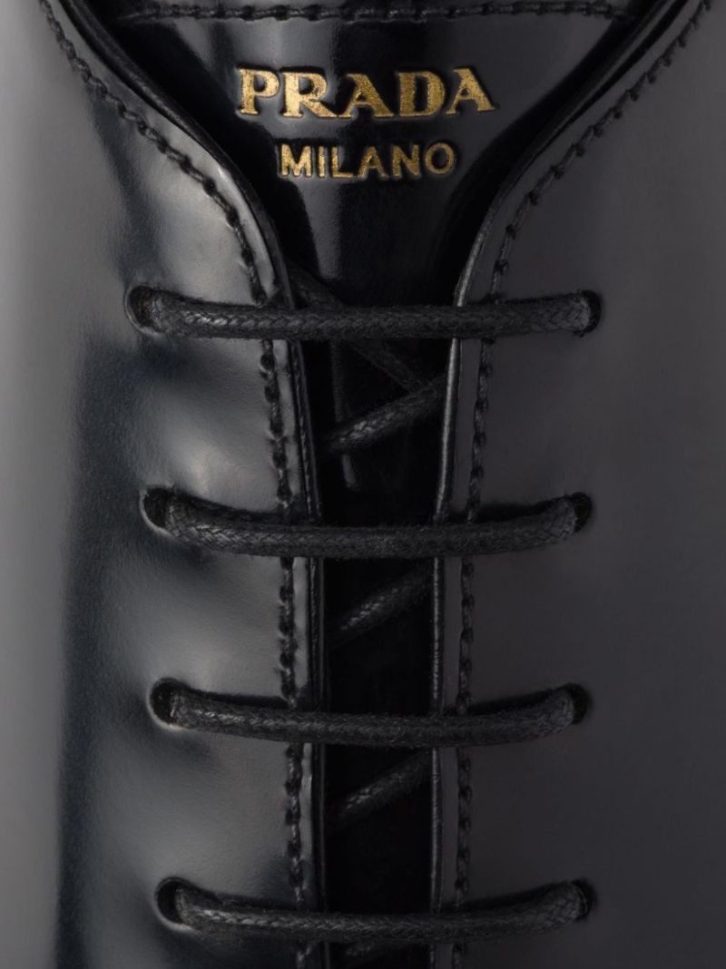 Black Logo-print Leather Oxford Shoes