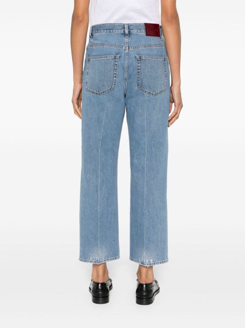 Blue Logo-appliquÃ_x0083_Â© Straight Cropped Jeans