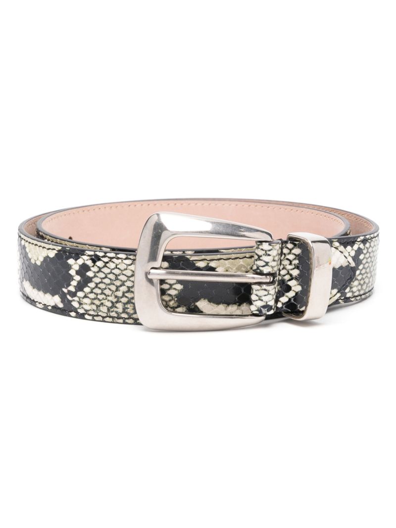 Black Snakeskin Effect Leather Belt
