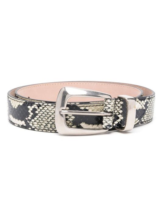 Black Snakeskin Effect Leather Belt