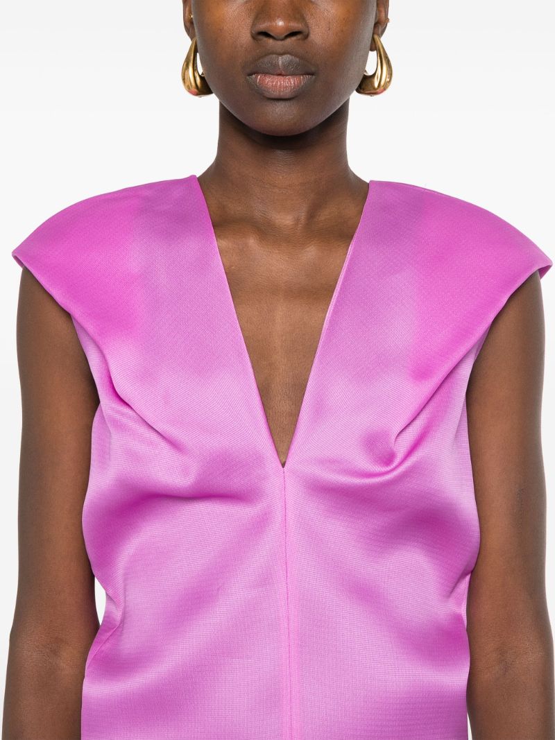 Purple V-neck Silk Dress