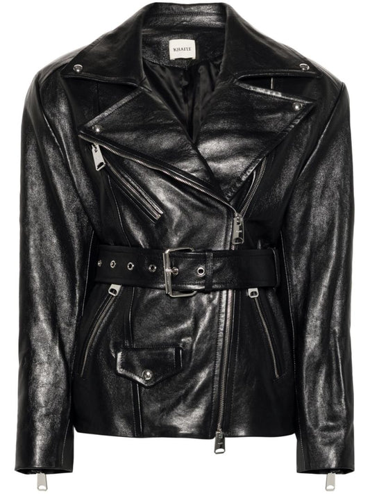 Black the Fabbie Leather Biker Jacket