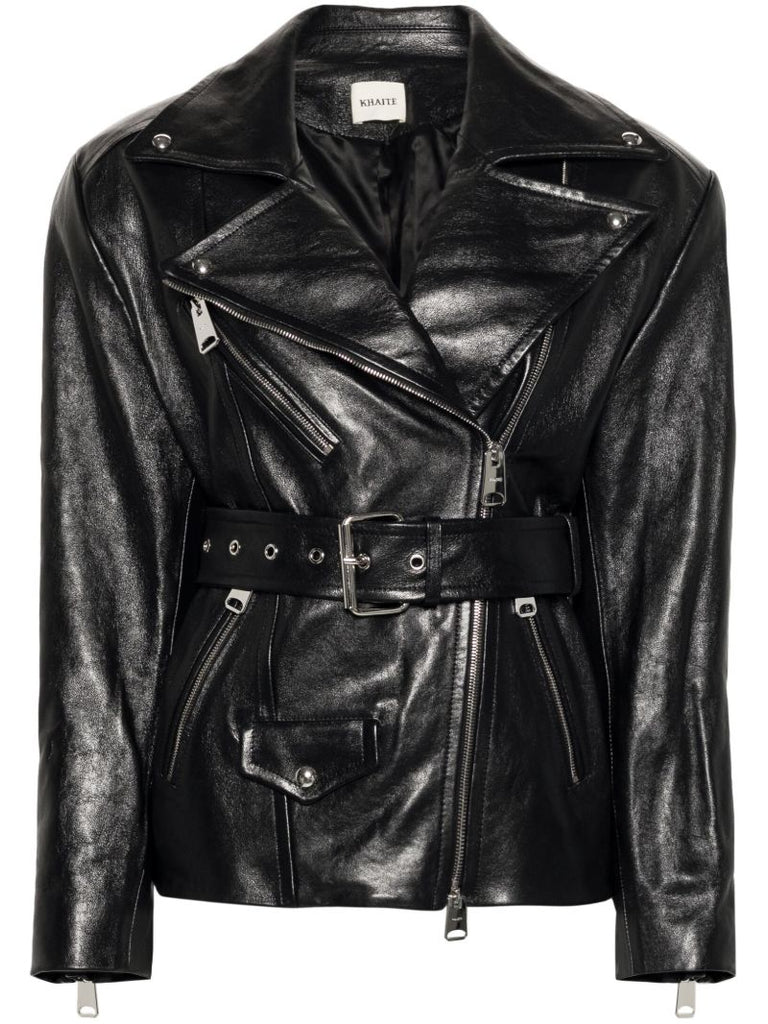 Black the Fabbie Leather Biker Jacket