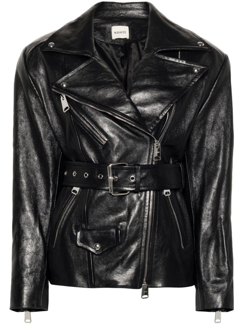Black the Fabbie Leather Biker Jacket