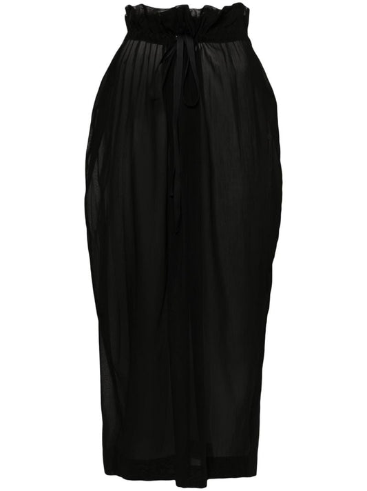 Black Semi-sheer Midi Skirt