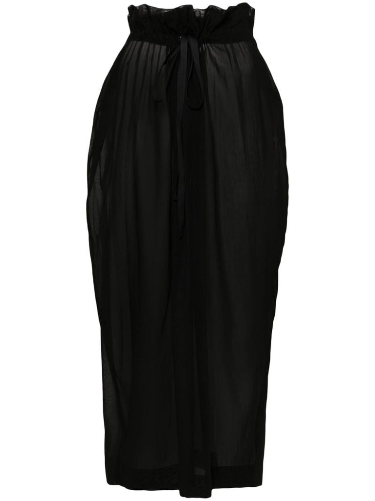 Black Semi-sheer Midi Skirt