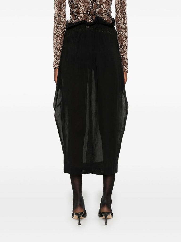 Black Semi-sheer Midi Skirt
