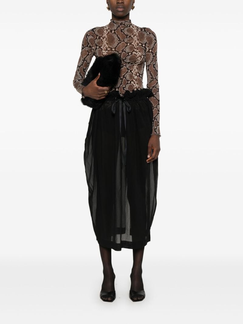 Black Semi-sheer Midi Skirt