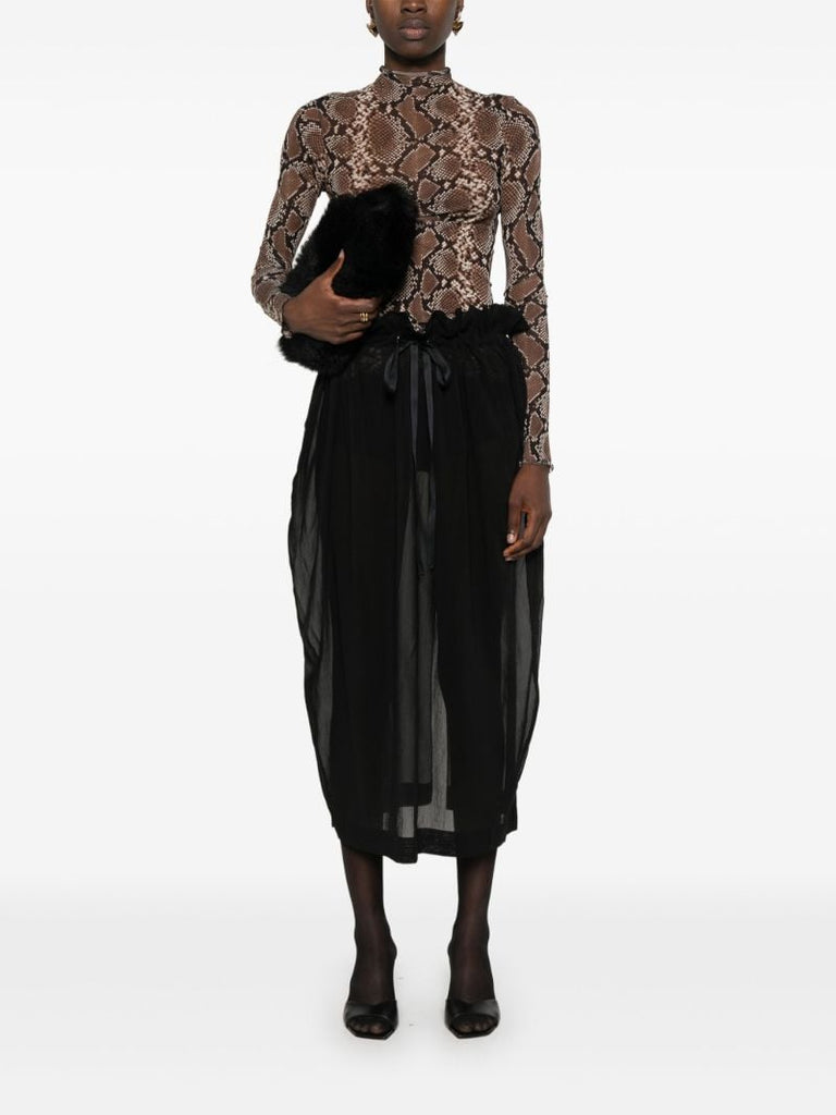 Black Semi-sheer Midi Skirt