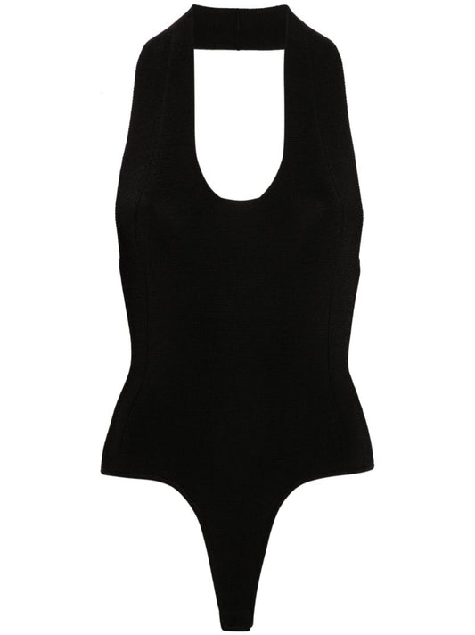 Black Halterneck High Cut Bodysuit