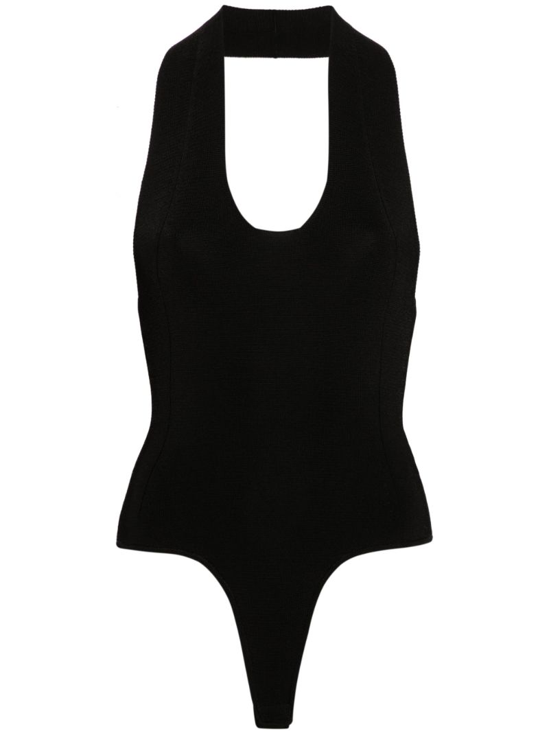 Black Halterneck High Cut Bodysuit