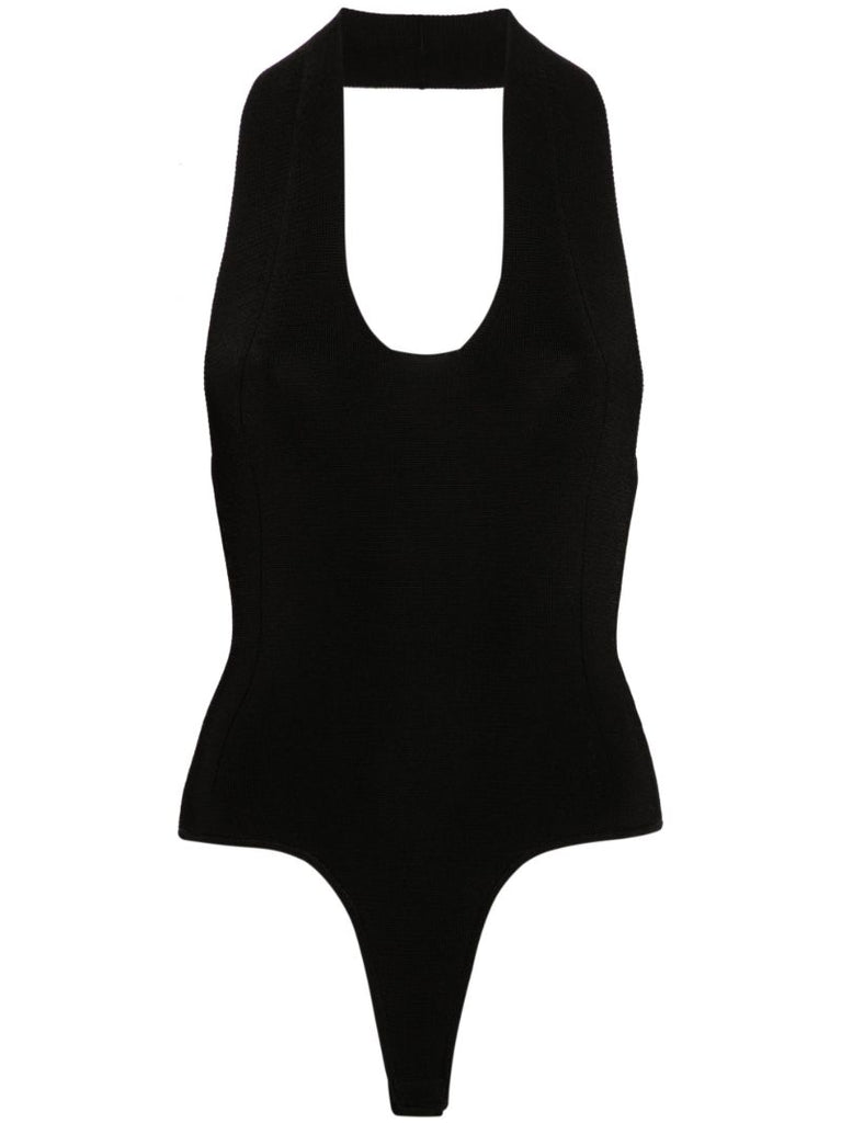Black Halterneck High Cut Bodysuit