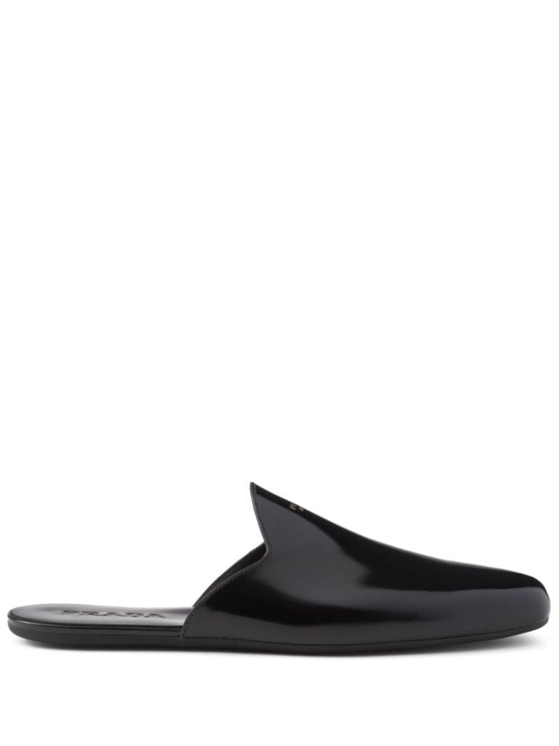 Black Logo-print Leather Mules
