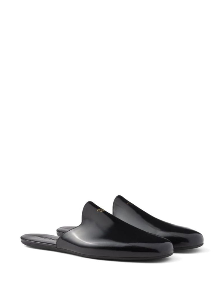 Black Logo-print Leather Mules