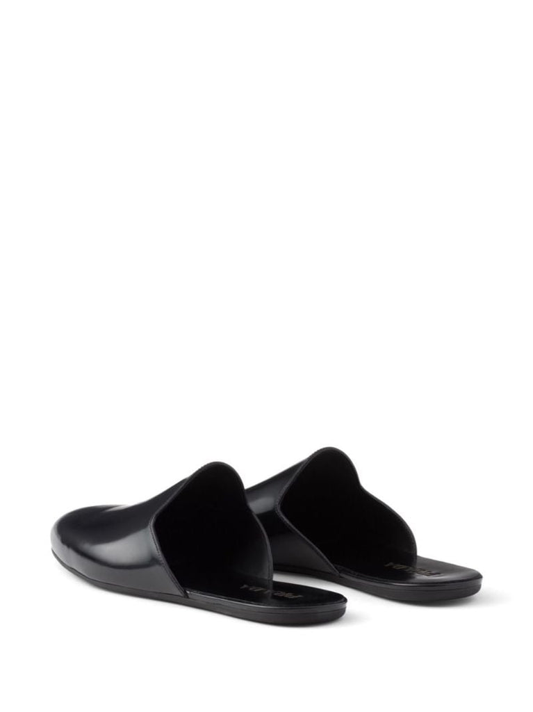 Black Logo-print Leather Mules